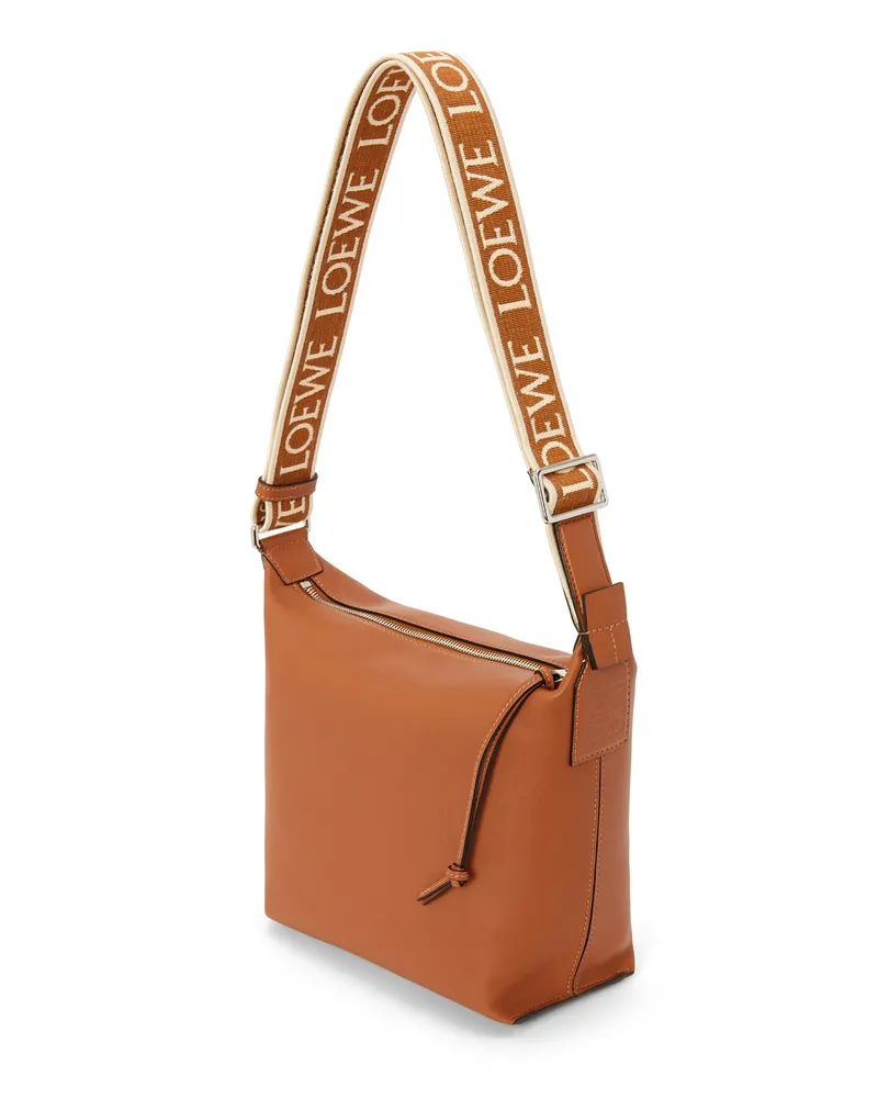 Loewe Luxury Small Cubi Crossbody Bag In Supple Smooth Calfskin And Jacquard Tan