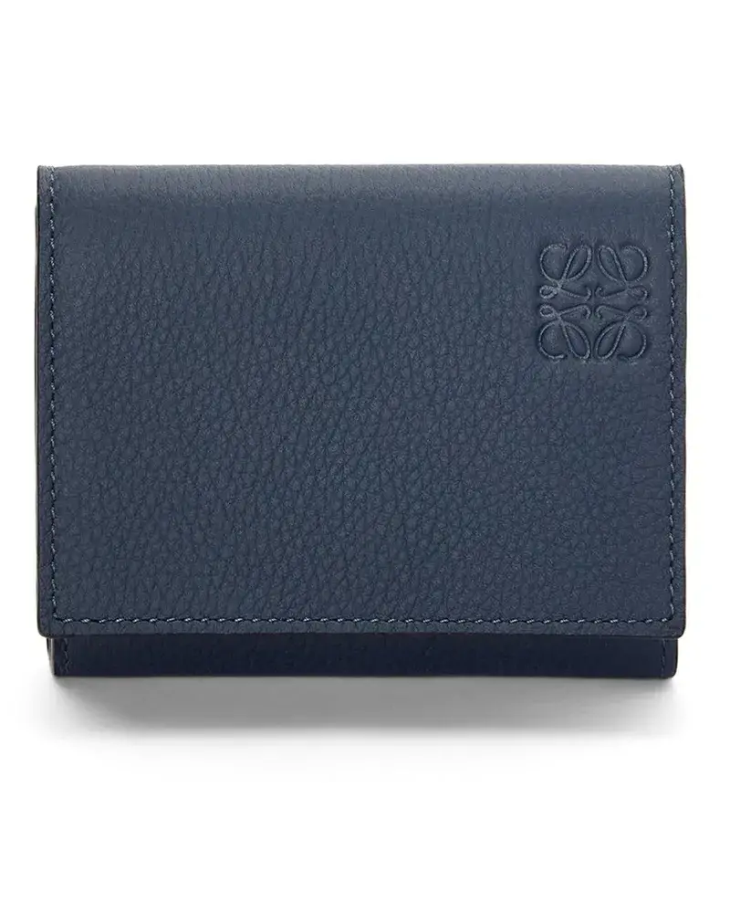 Loewe Luxury Trifold Wallet In Soft Grained Calfskin Onyx