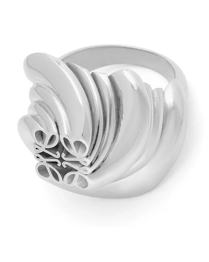 Loewe Luxury Twisted Anagram Signet Ring In Sterling Silver