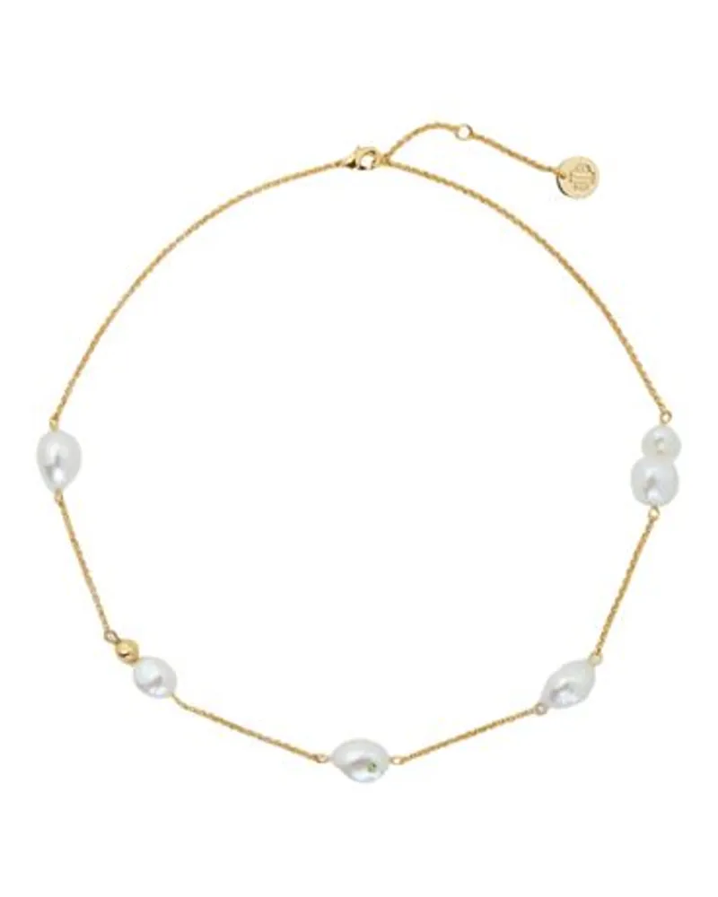 Maje Goldfarbenes Collier Und Perlen Blue