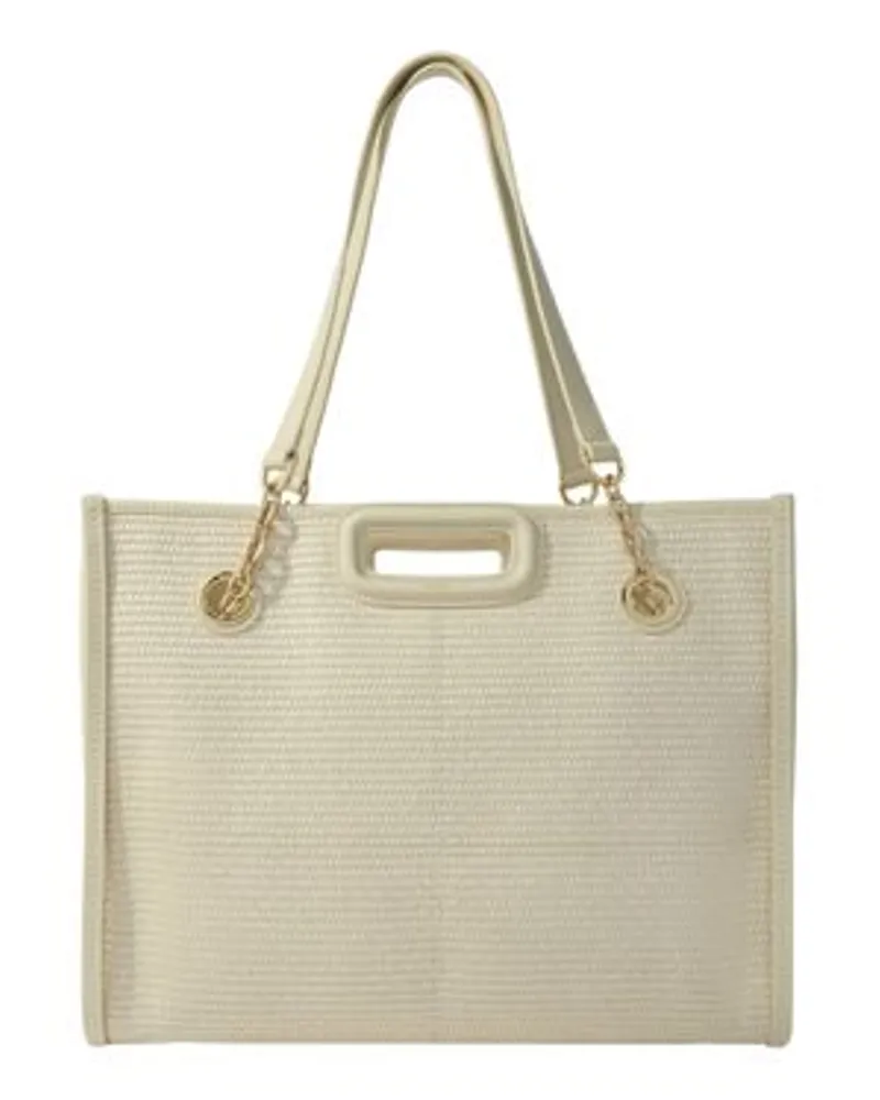 Maje Stofftragetasche Mit Bast Effekt White