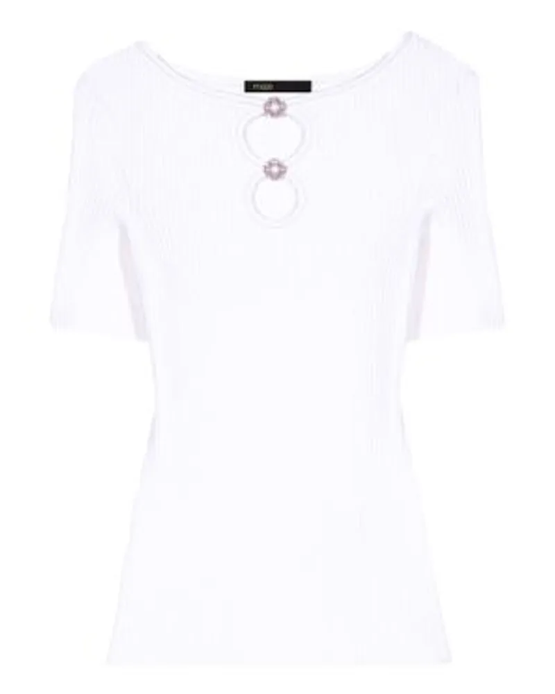 Maje Strick Top Mit Lochmuster & Schmuck White