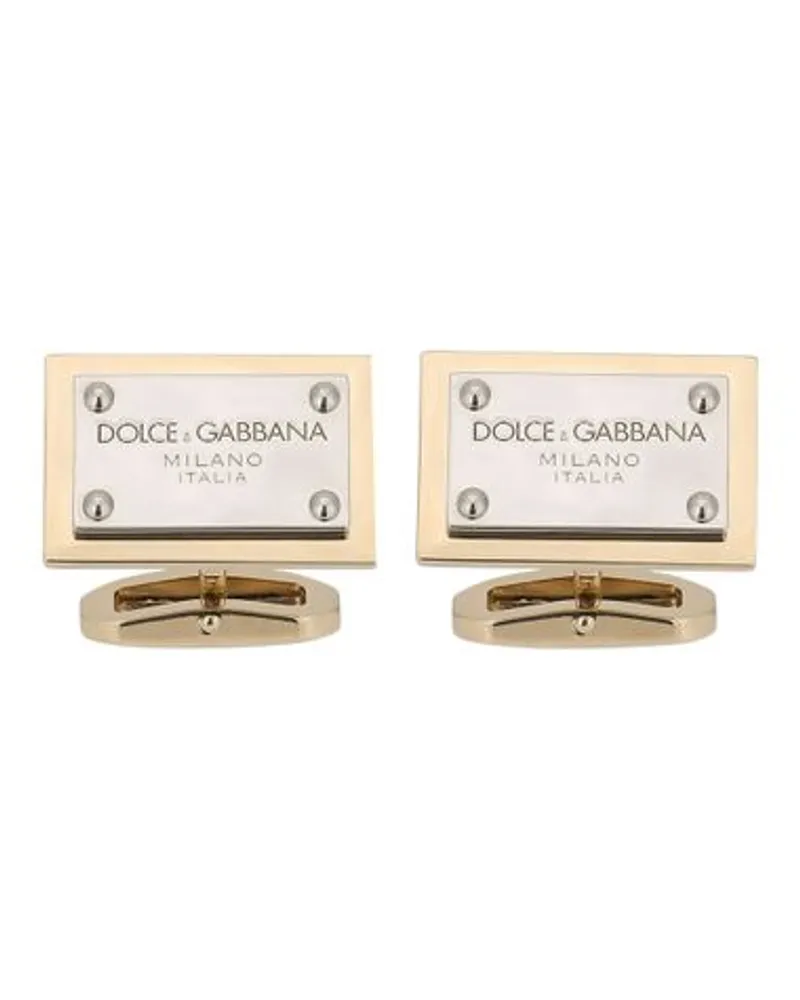 Dolce & Gabbana ManschettenknöPfe Mit Logo Tag Dolce&Gabbana Gold