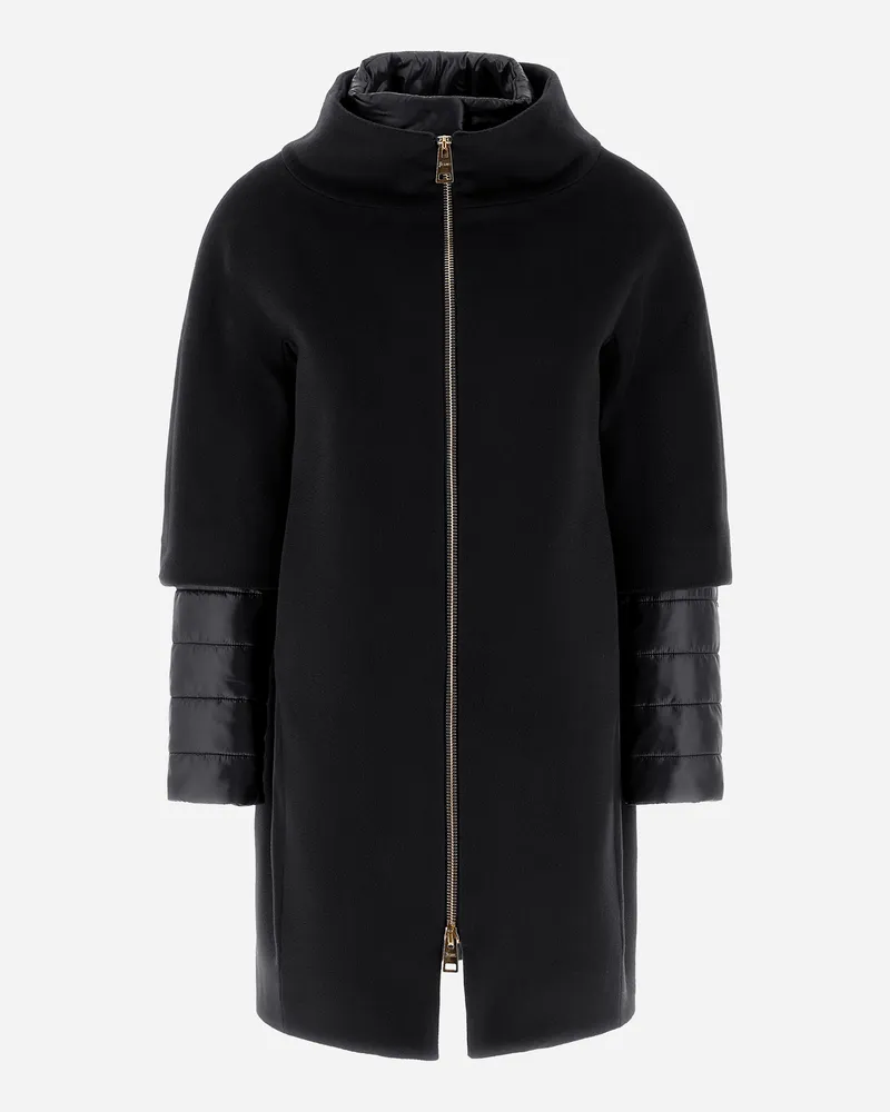 Herno Mantel Aus Luxury Wool Und Nylon Ultralight Schwarz