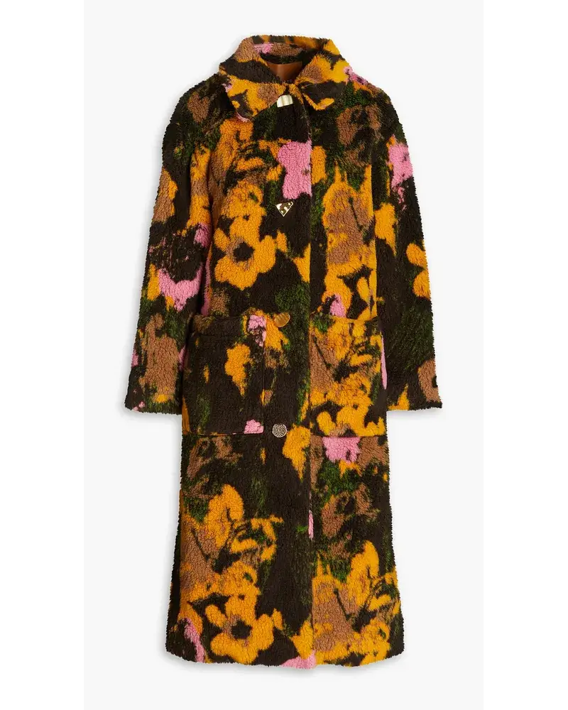 REJINA PYO Mantel Aus Shearling Imitat Mit Floralem Print Gelb