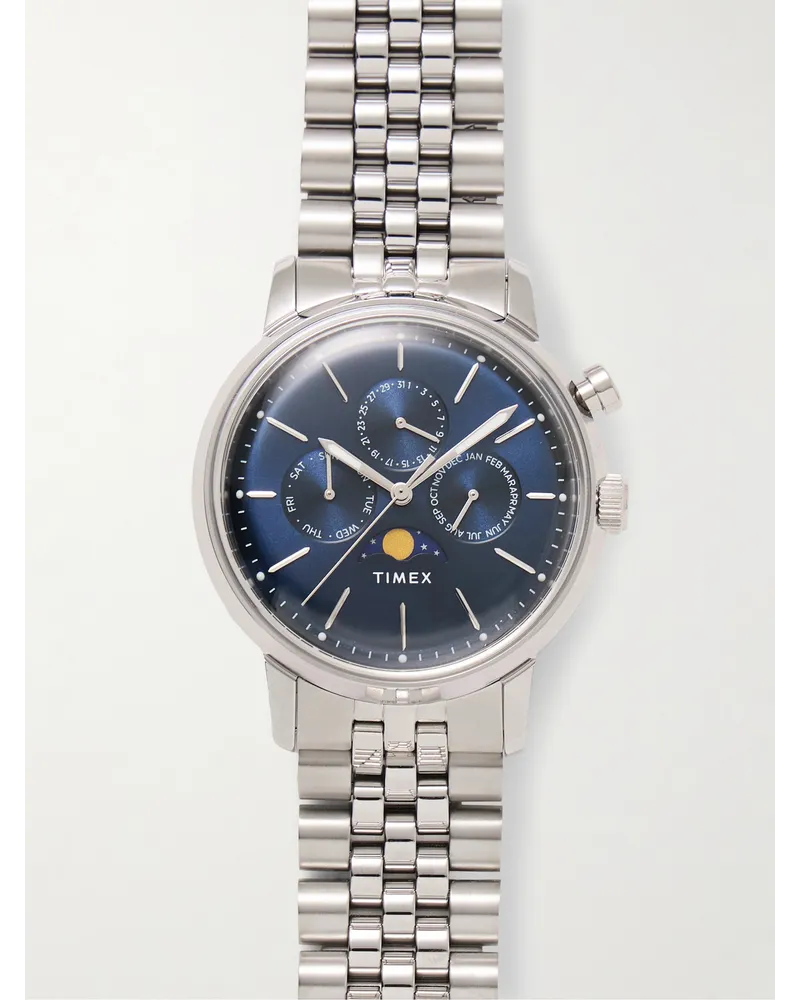 Timex Marlin® Moon Phase 40 Mm Uhr Aus Edelstahl Silber