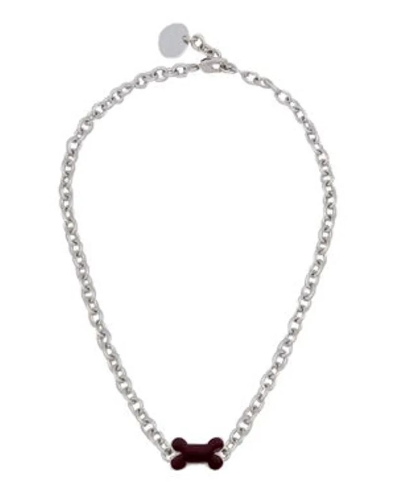 Marni Halskette Mit Rotem Emailliertem Knochen Red