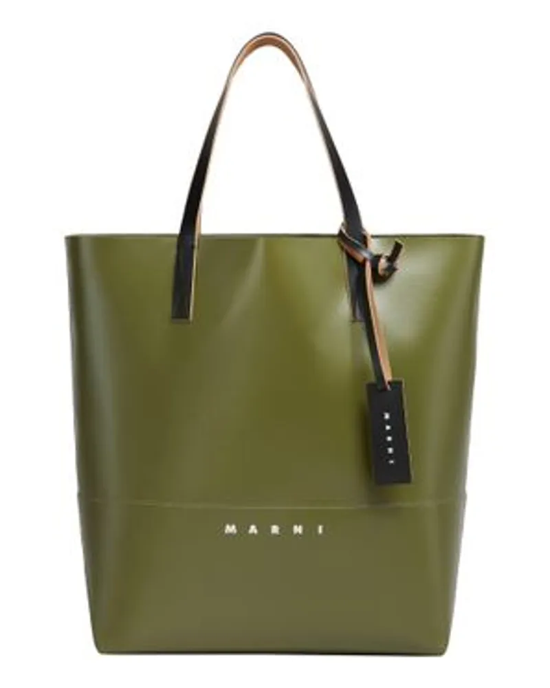 Marni Offener Shopper Mit Marni AnhäNger Green