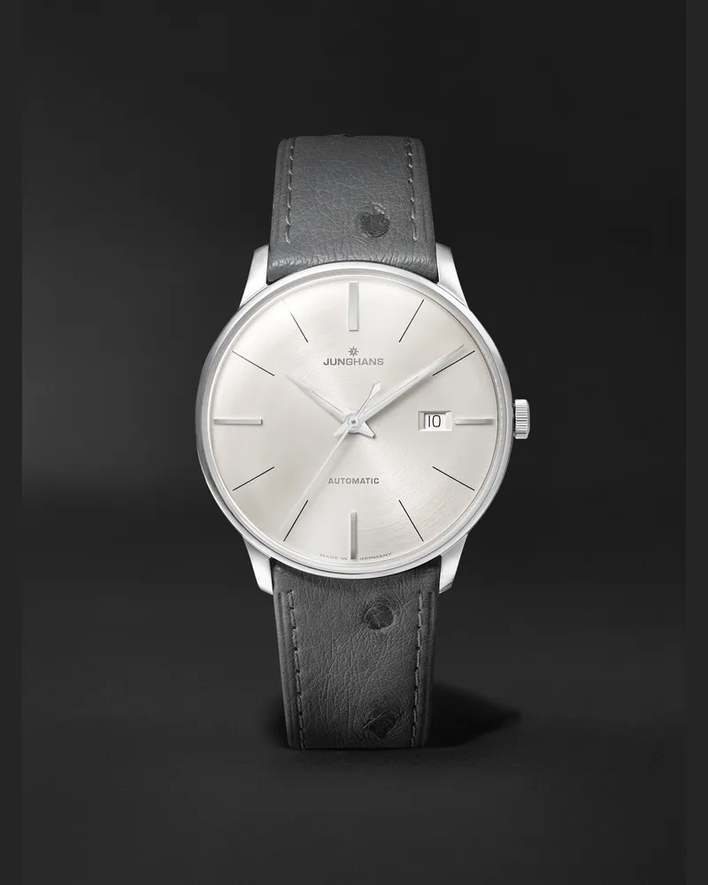 Junghans Meister 404 Mm Uhr Aus Edelstahl Mit Automatischem Aufzug Und Lederarmband Ref. Nr.: 27/4416.02 Weiß