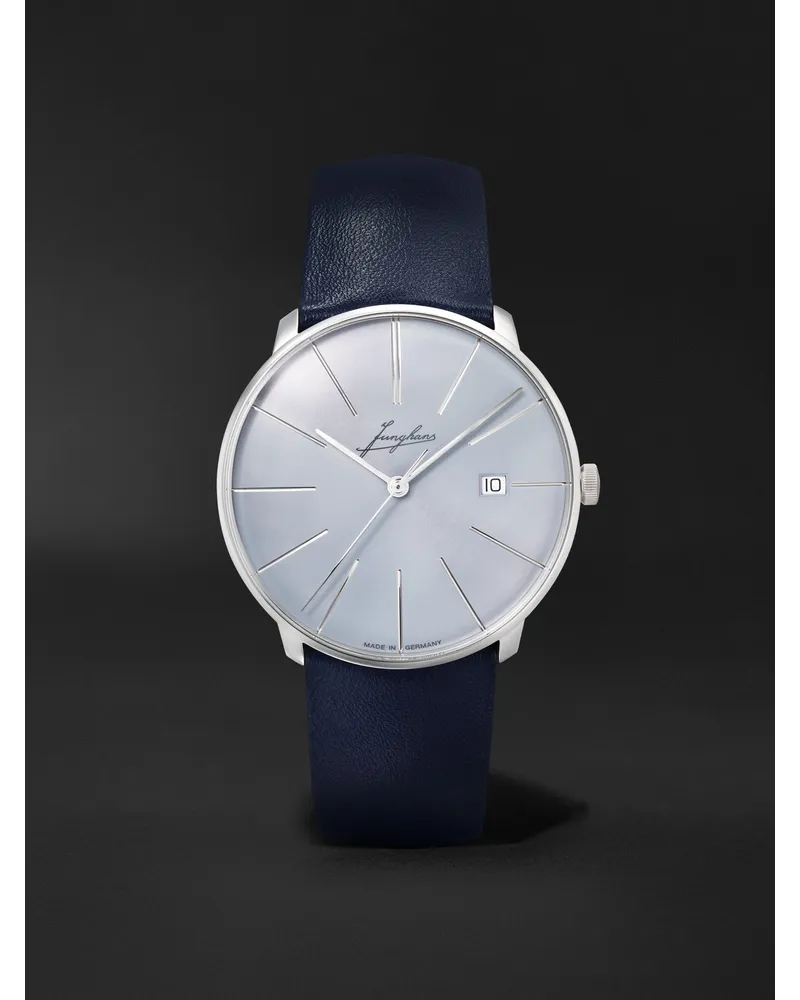 Junghans Meister Fein Signatur 395 Mm Uhr Aus Edelstahl Mit Automatischem Aufzug Und Lederarmband Ref. Nr.: 27/4359.00 Weiß