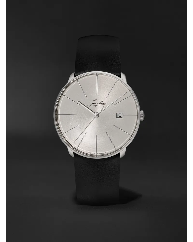 Junghans Meister Fein Signatur Automatic 395 Mm Uhr Aus Edelstahl Mit Lederarmband Ref. Nr. 27/4355.00 Weiß