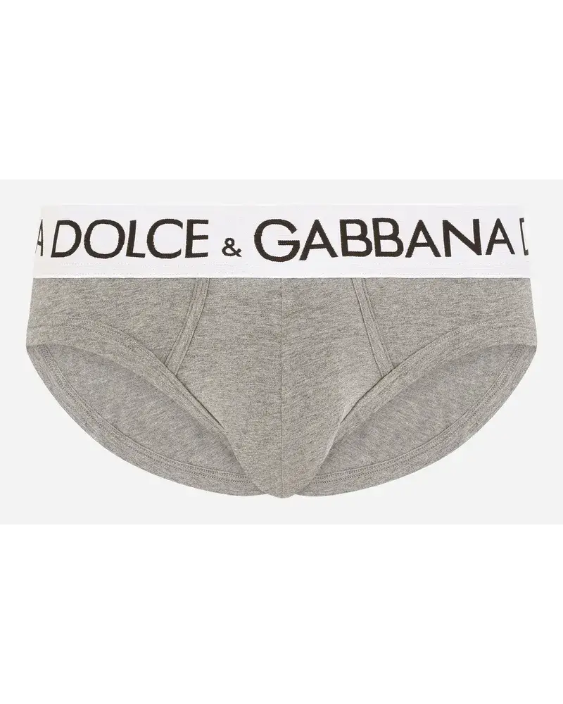 Dolce & Gabbana Mid Rise Briefs In Two Way Stretch Cotton Grau