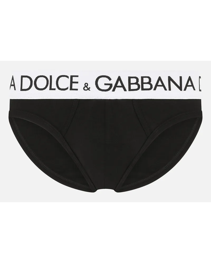 Dolce & Gabbana Mid Rise Briefs In Two Way Stretch Cotton Schwarz