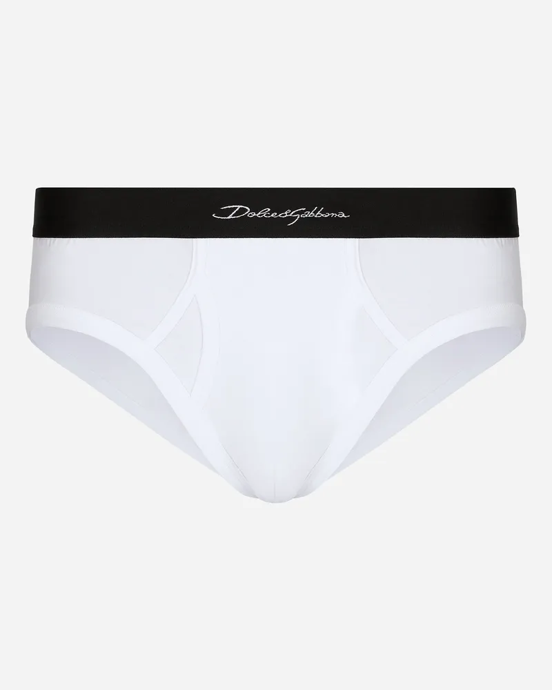 Dolce & Gabbana Midi Slip Aus Bi Elastischem Baumwolljersey Weiss