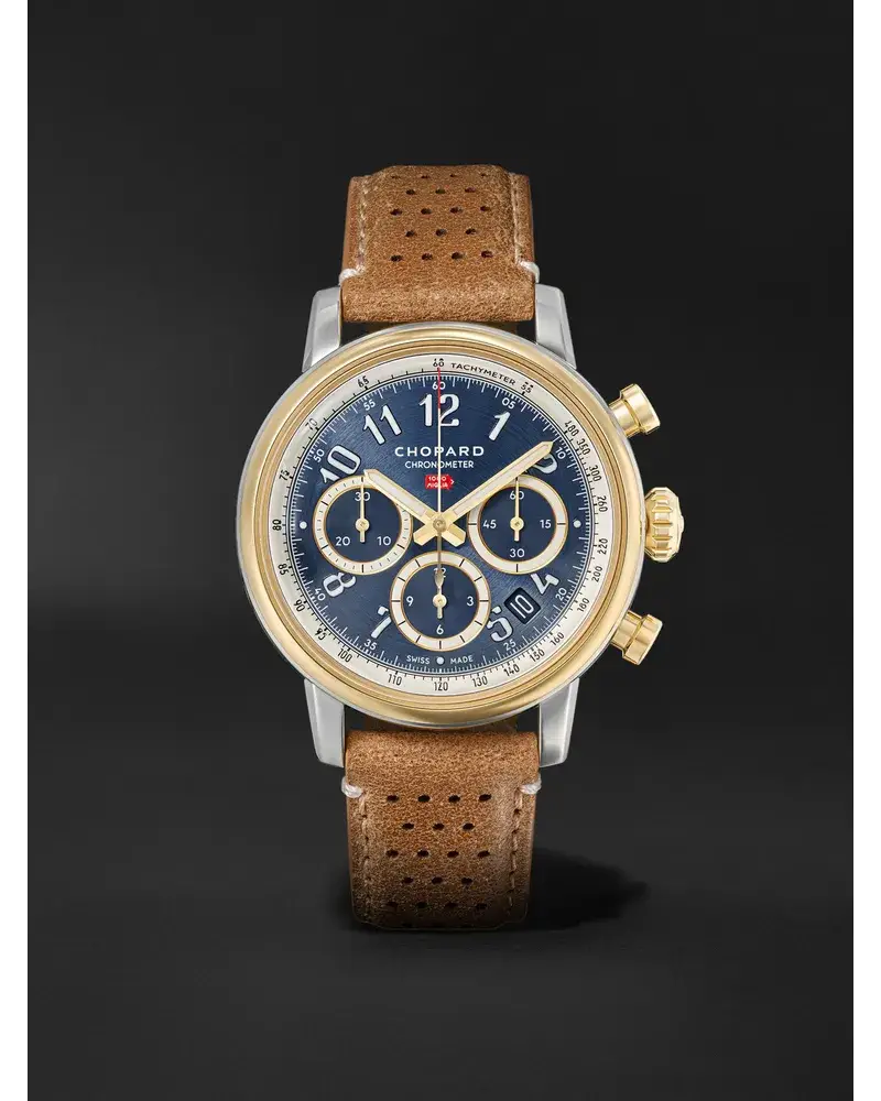 Chopard Mille Miglia Classic Chronograph 405 Mm Uhr Aus Gold Und Edelstahl Mit Automatischem Aufzug Lederarmband Ref. Nr.: 168619 4001 Blau