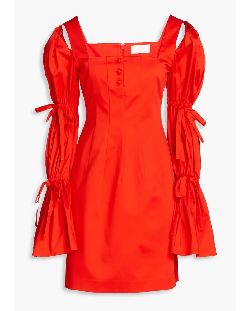 Sara Battaglia Minikleid Aus Popeline Stretch Baumwolle Mit Bindedetail Rot