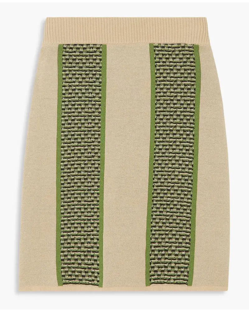 AHLUWALIA Minirock Aus Jacquard Strick Merinowolle Neutral