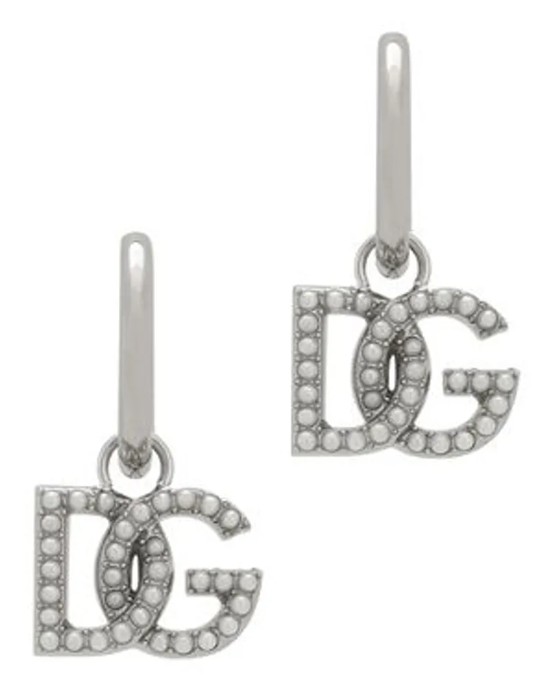 Dolce & Gabbana Mono Ohrring Mit Logo Und Perlen Details Silver