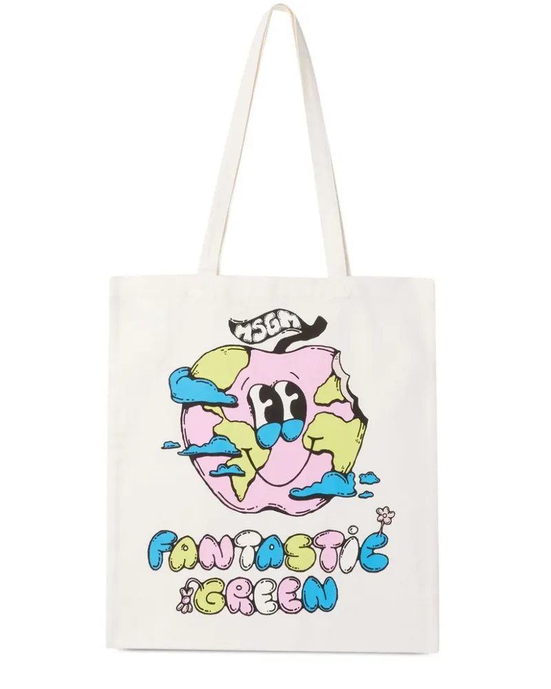 MSGM Shopper Mit Grafischem Print Weiß
