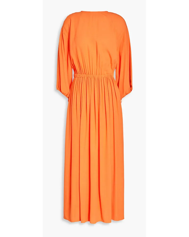 THREE GRACES Neonfarbenes Maxikleid Aus CrêPe Mit Raffung Orange