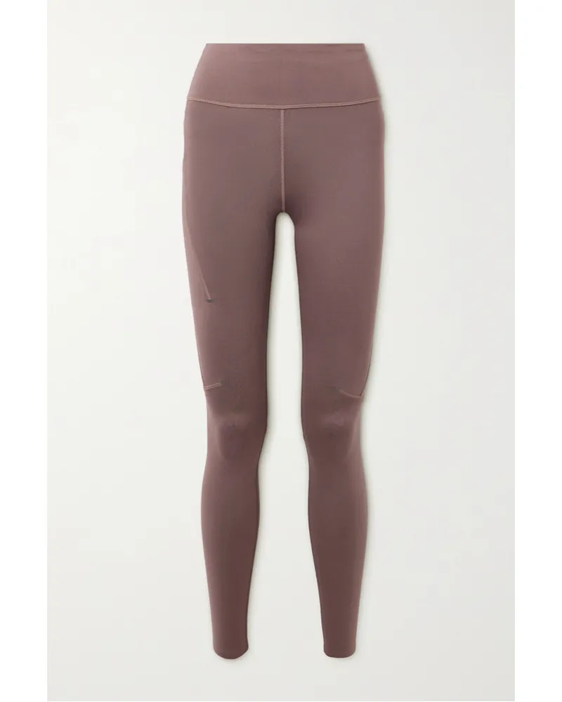 ON Running Net Sustain Performance Winter Leggings Aus Stretch Material Braun