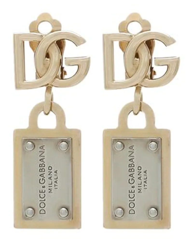 Dolce & Gabbana Ohrringe Mit Dg Logo Und Tag Multicolor