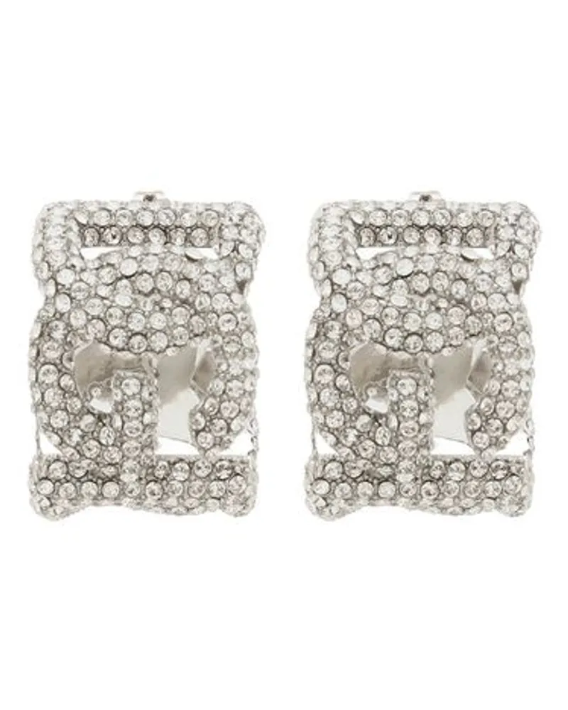 Dolce & Gabbana Ohrringe Mit Strasssteinen Und Dg Logo Silver