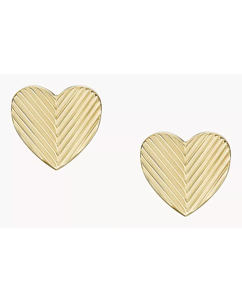 Fossil Ohrstecker Harlow Linear Texture Heart Edelstahl Farben Gold