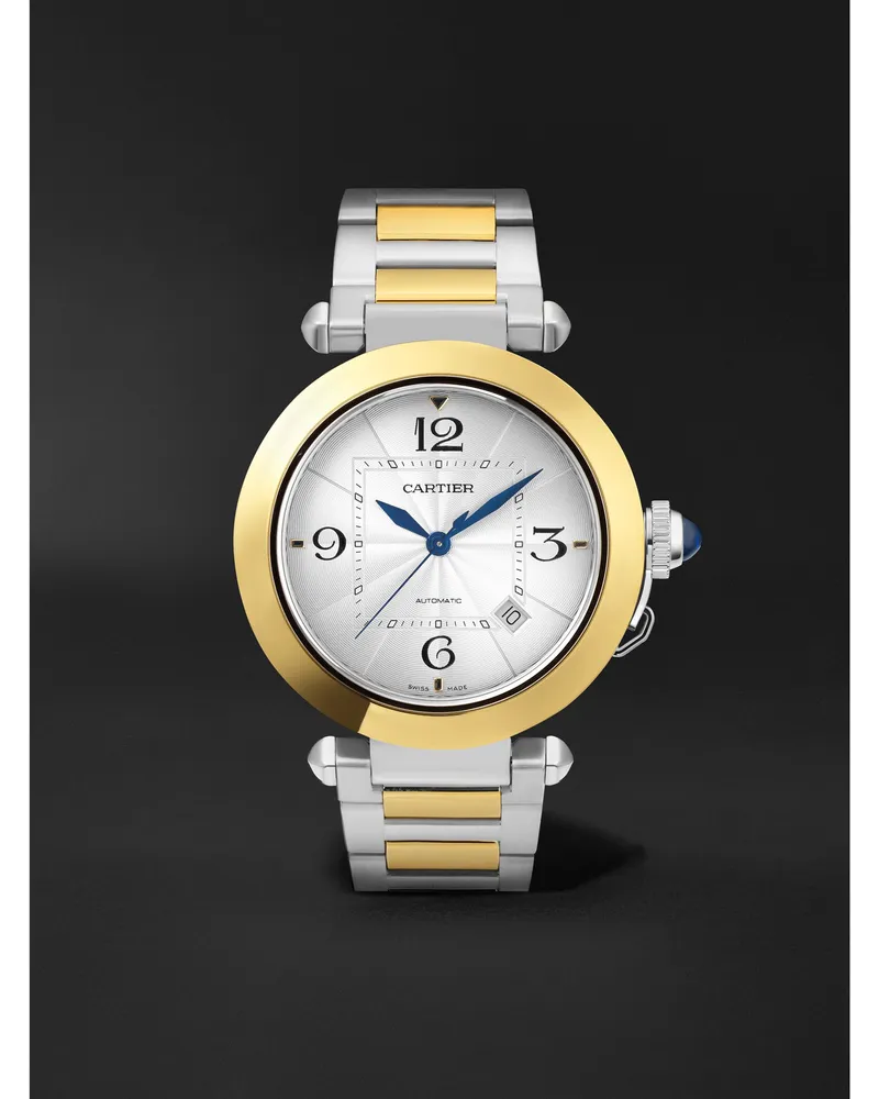 Cartier Pasha De Automatic 41 Mm Uhr Aus Edelstahl Und 18 Karat Gold Ref. Nr. W2pa0009 Weiß