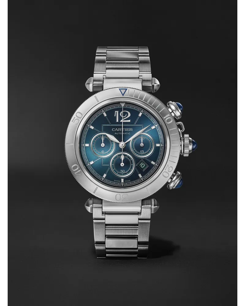 Cartier Pasha De Chronograph 41 Mm Uhr Aus Edelstahl Mit Automatischem Aufzug Ref. Nr.: Crwspa0039 Blau