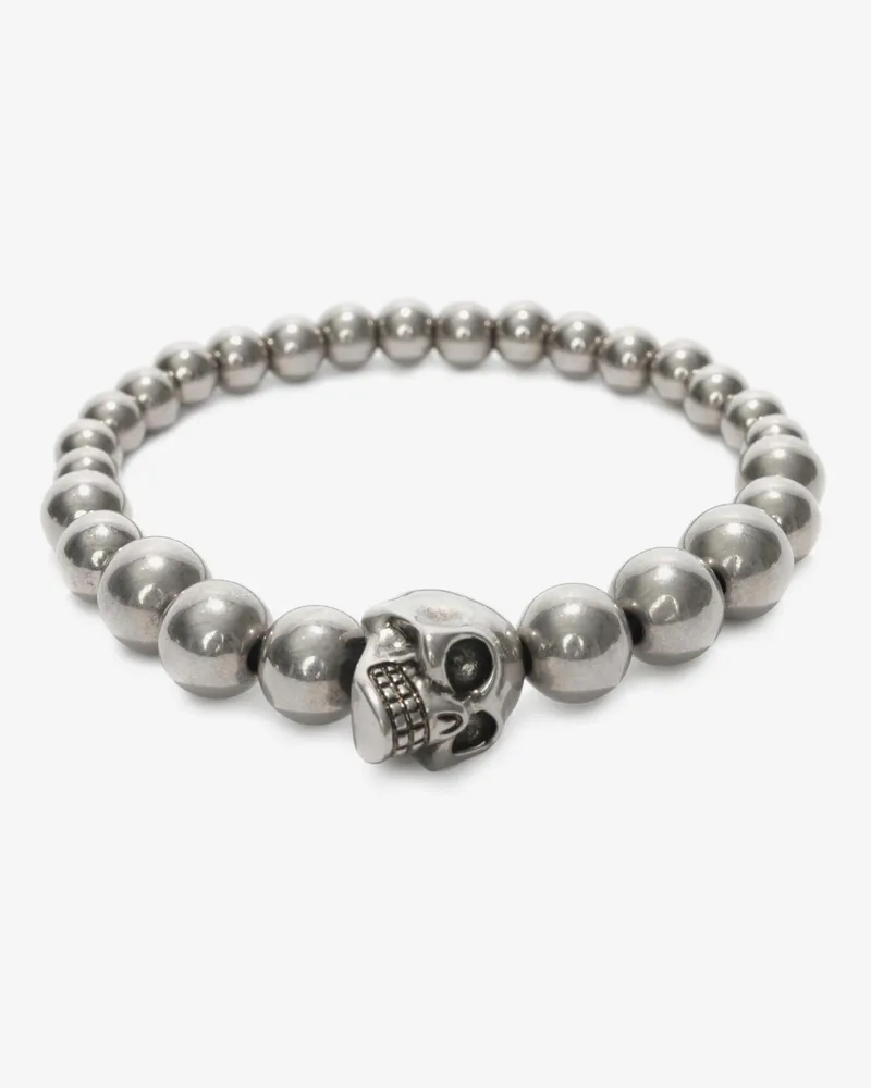 Alexander McQueen Perlenbesetztes Skull Armband Silber