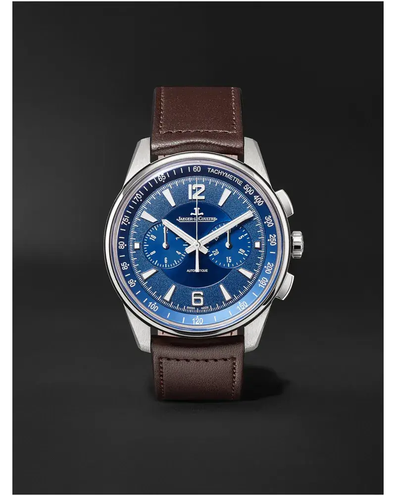 Jaeger-LeCoultre Polaris Chronograph 42 Mm Uhr Aus Edelstahl Mit Automatischem Aufzug Und Lederarmband Ref. Nr.: 9028480 Blau