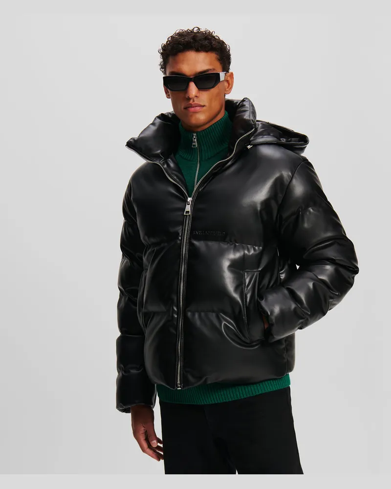 Karl Lagerfeld Pufferjacke Aus Kunstleder Mann Schwarz