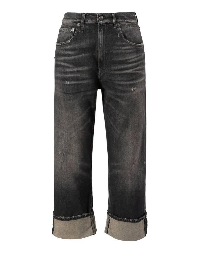 R13 Boyfriend Jeans Im Used Look Anthrazit Grau