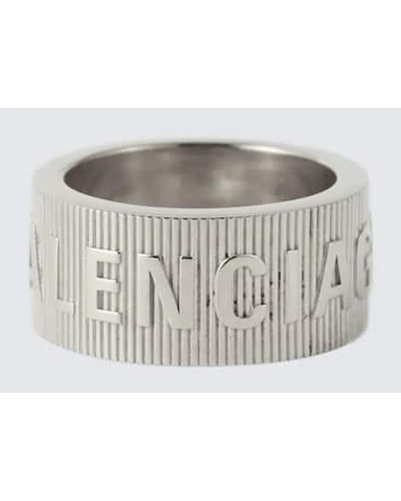 Balenciaga Ring Force Striped Aus Sterlingsilber Silber
