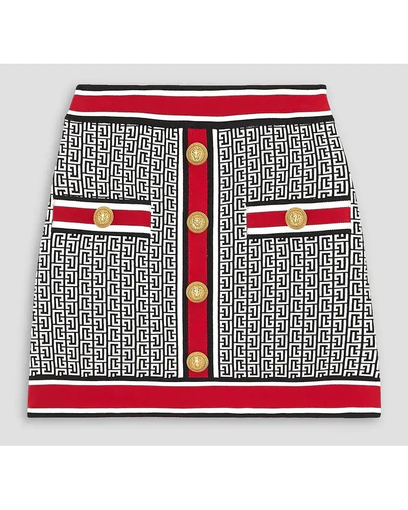 Balmain Rock Aus Jacquard Strick Mit ZierknöPfen Weiß