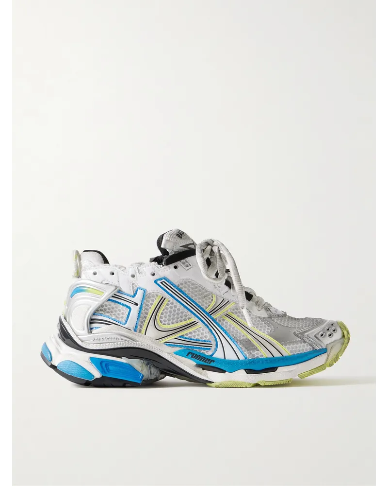 Balenciaga Runner Sneakers Aus Gummi Und Mesh In Distressed Optik Grau
