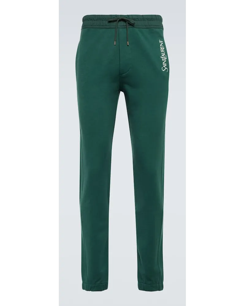 Saint Laurent Jogginghose Aus Baumwolle Gruen