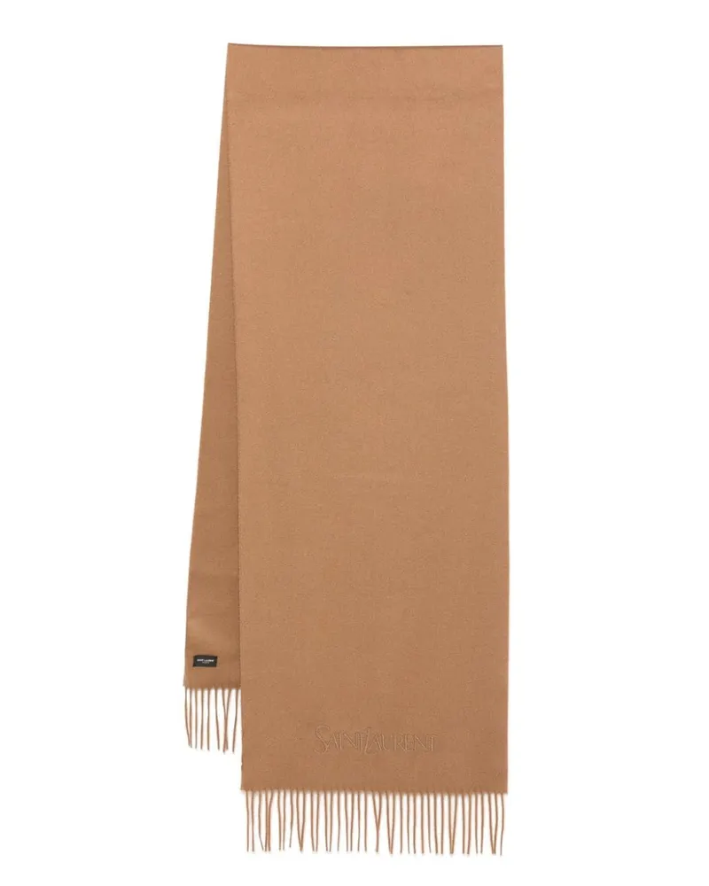 Saint Laurent Schal Mit Logo Stickerei Braun
