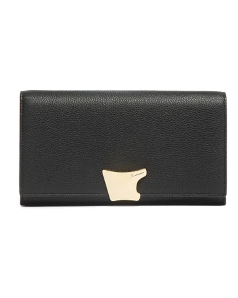 Santoni Schwarze Crossbody Bag Aus Leder Schwarz