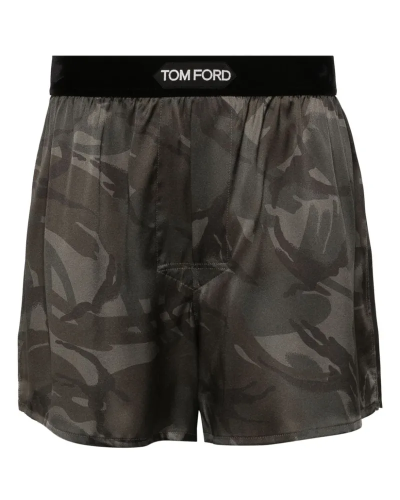Tom Ford Seiden Boxershorts Mit Camouflagemuster GrüN