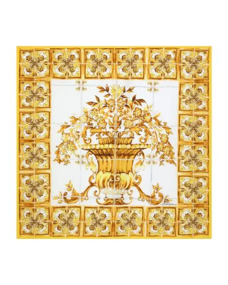 Dolce & Gabbana Seidenfoulard Mit Majolika Print (90x90 Multicolor