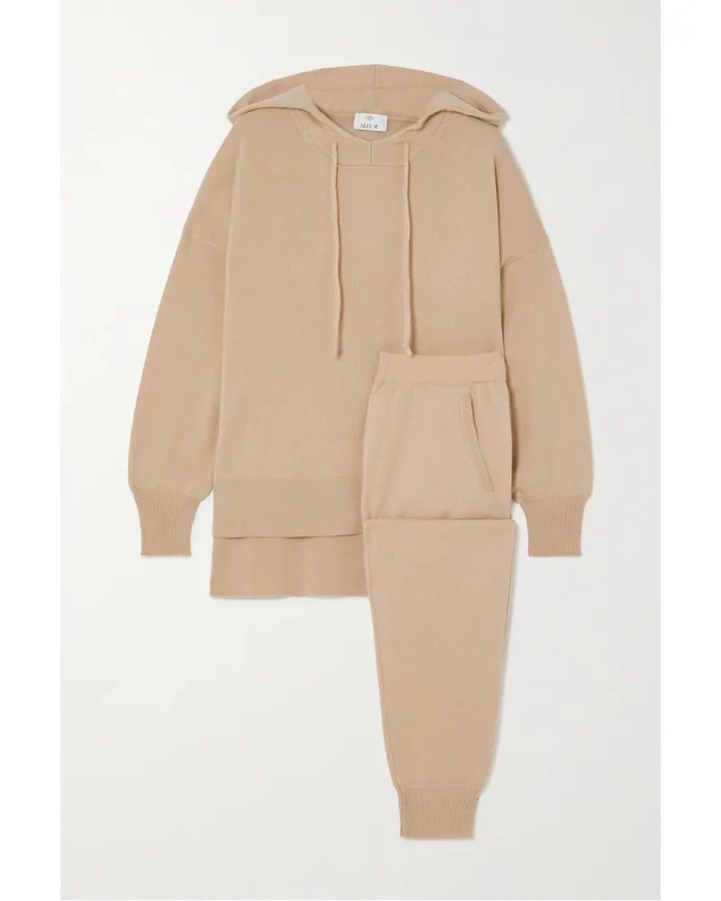 ALLUDE Set Aus Kapuzenpullover Und Jogginghose Kaschmir Braun