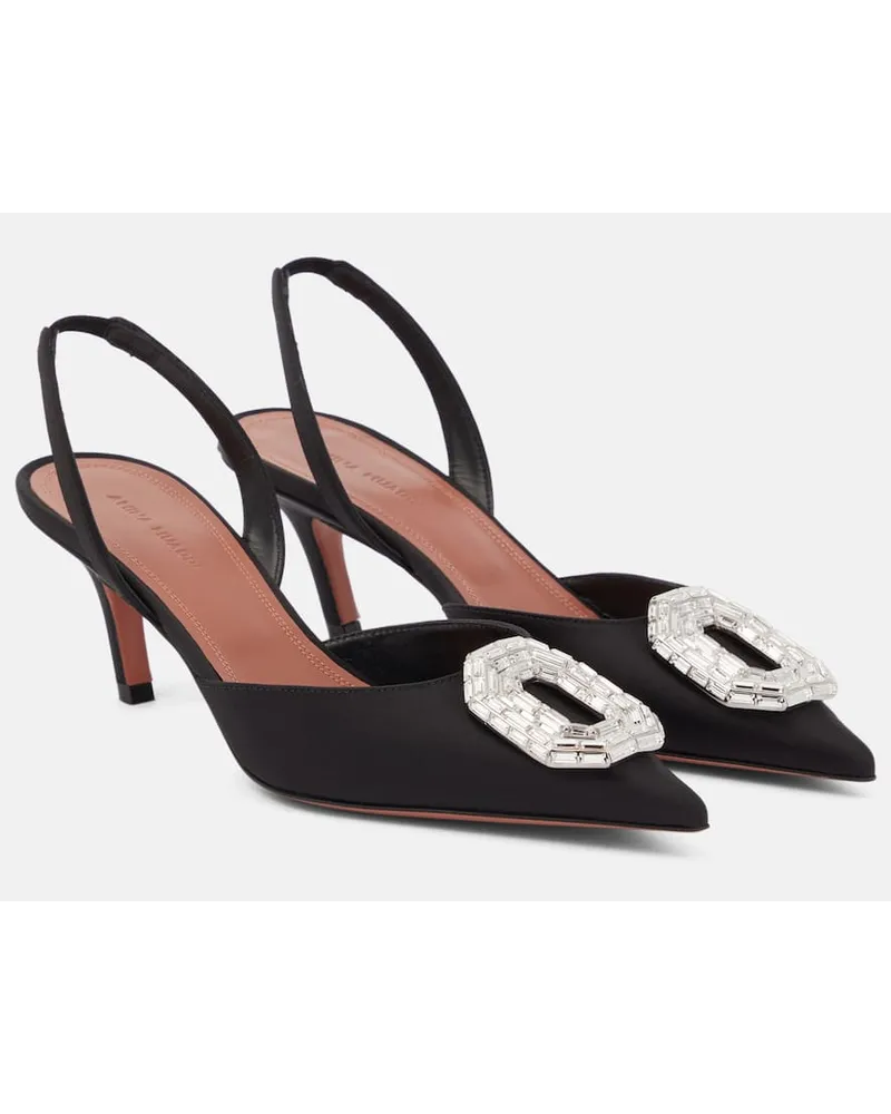 Amina Muaddi Slingback Pumps Camelia Aus Satin Schwarz