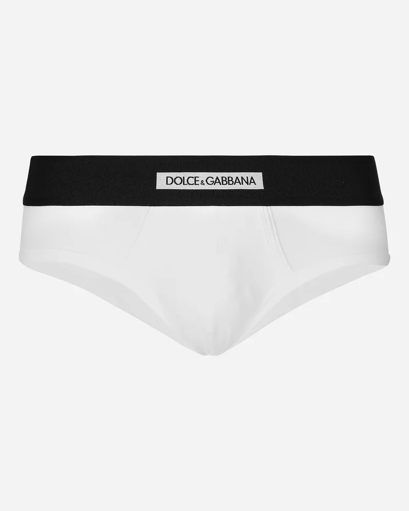 Dolce & Gabbana Slip Brando Aus Bi Elastischem Baumwolljersey Weiss