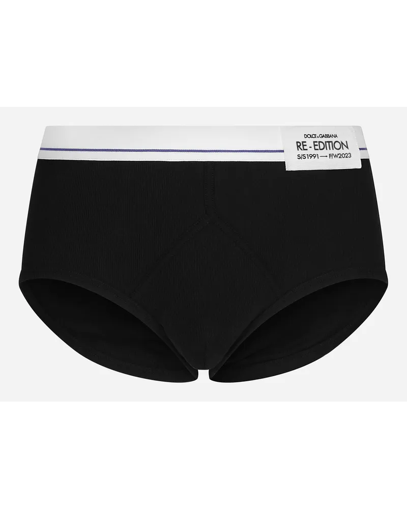 Dolce & Gabbana Slip Brando Aus Gerippter Baumwolle Re Edition Label Schwarz