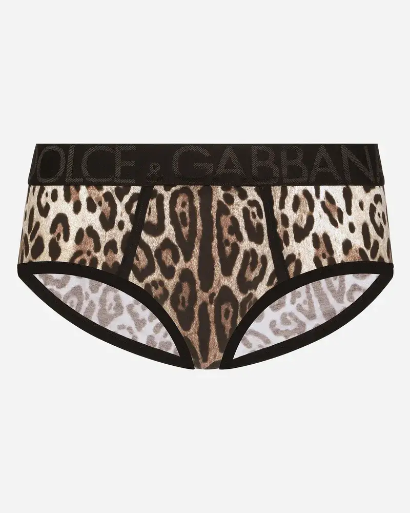 Dolce & Gabbana Slip Brando Bi Elastischer Jersey Leoprint Animal Print