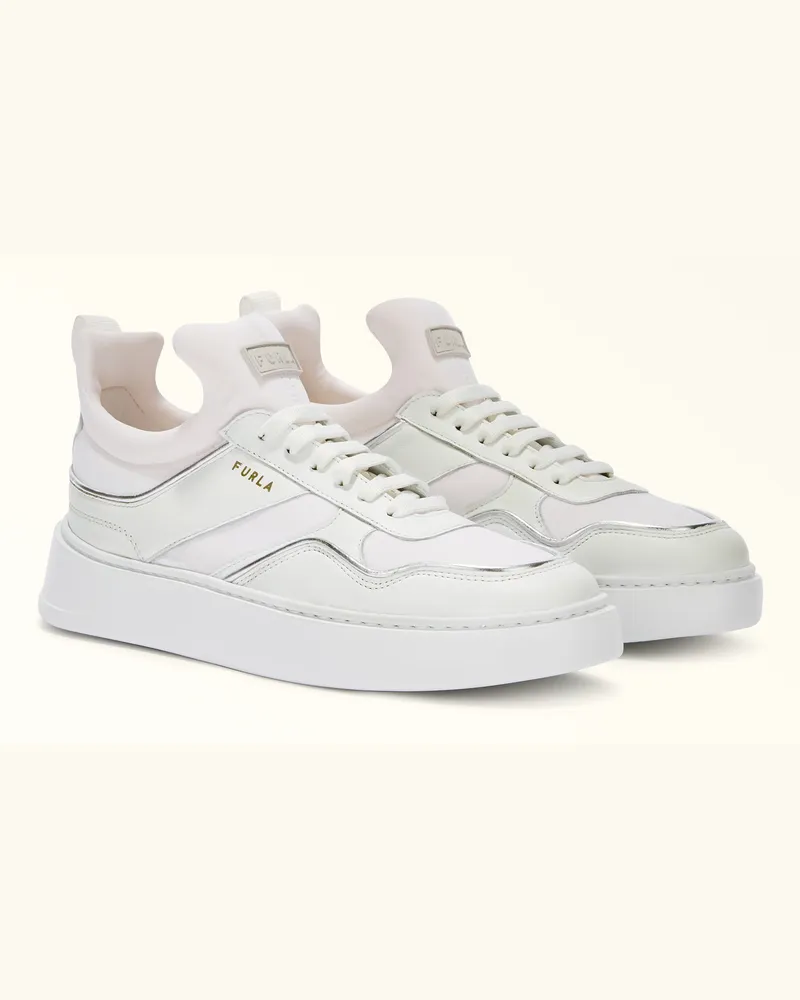 Furla Sport Sneaker Marshmallow Scuba Stoff + Kalbsleder Paspelierung Damen Weiß