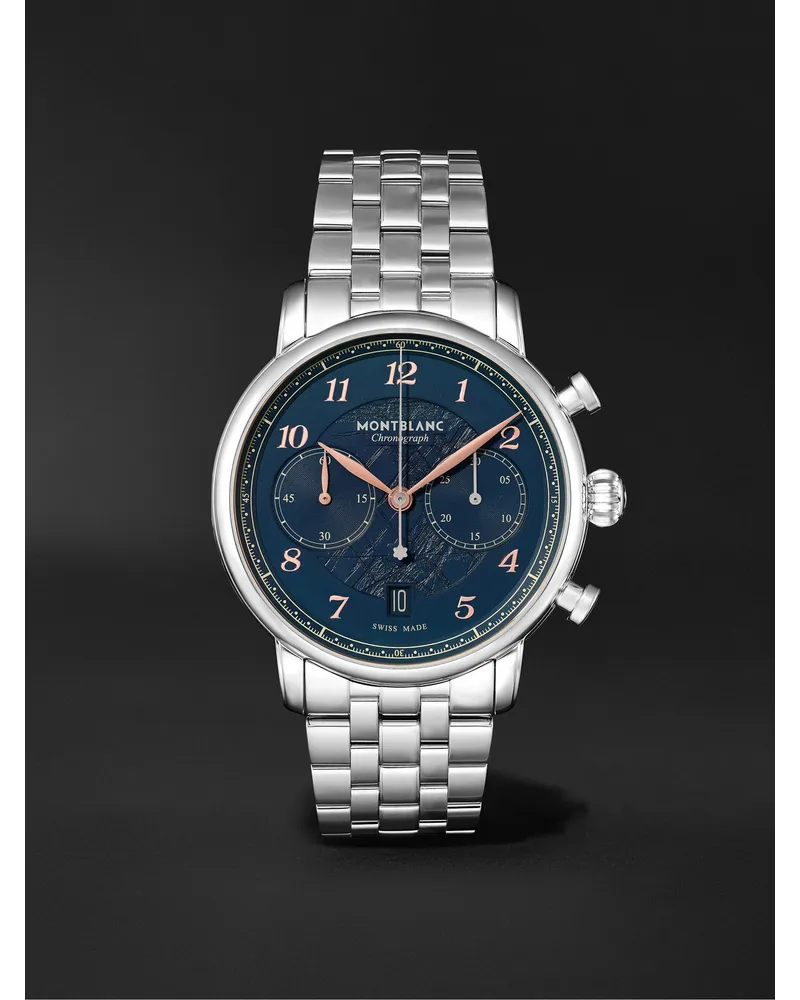 Montblanc Star Legacy Chronograph 42 Mm Uhr Aus Edelstahl Mit Automatischem Aufzug In Limitierter Auflage Ref. Nr.: 129627 Blau