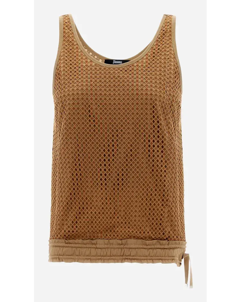 Herno Superfine Cotton Jersey Und Spring Lace Top Sand